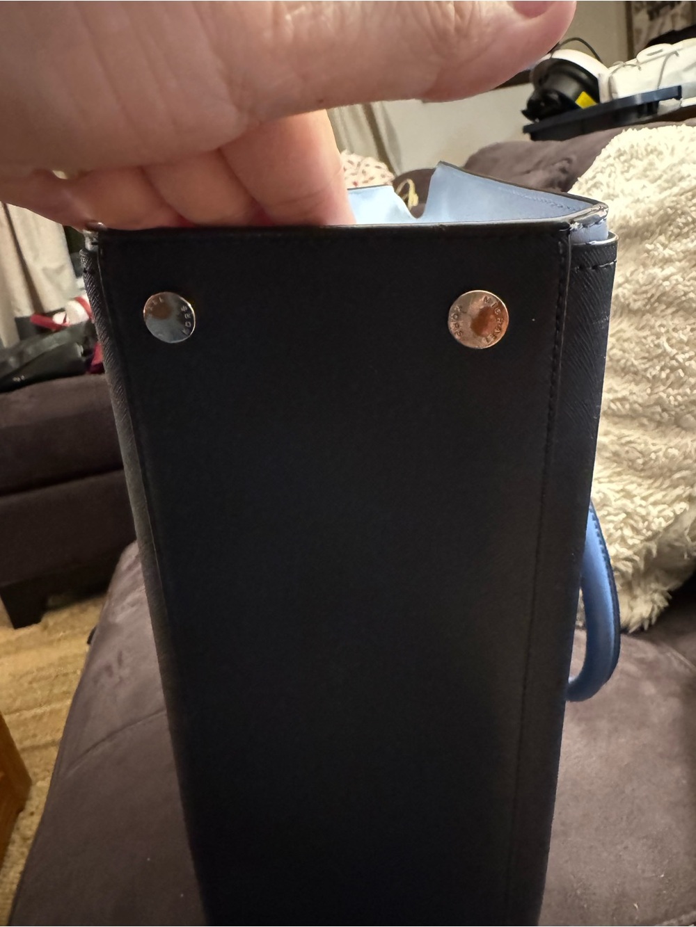 Michael Kors Saffiano Navy, Periwinkle, Light Blue Color block Satchel & wallet - Picture 8 of 14